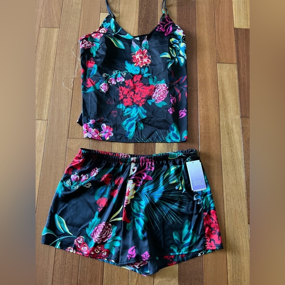 Stars Above Women's Floral Print Satin Pajama Cami za. - Picture 11 of 14